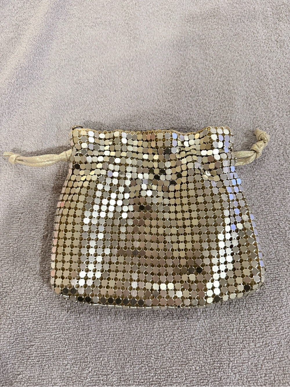 Aqua Gold Sequin Drawstring Clutch